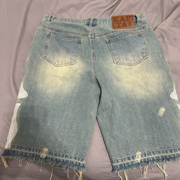 Kapital Light Blue Jean Shorts with White Accents - Picture 3 of 4